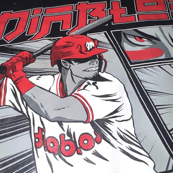 Diablos Rojos Shirt Mens Large Black Amor Baseball Manga Graphic Tee Mexico - Picture 1 of 16